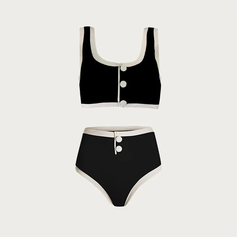 Sexy Bikini Set Woman Swimwear 2024 High Waist Two-Piece Swimsuit Women Ribbed Beach Wear Bath Suits Biquini Swim Suit Monokini