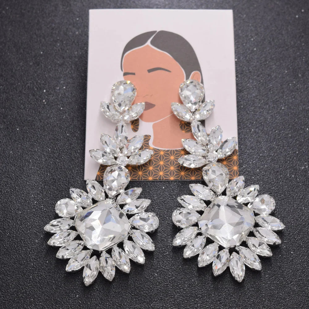 CUIER Luxury Crystal Long Drop Earrings Women Fashion Statement Earrings Wedding Party Gifts Accessory rhinestones Jewelry