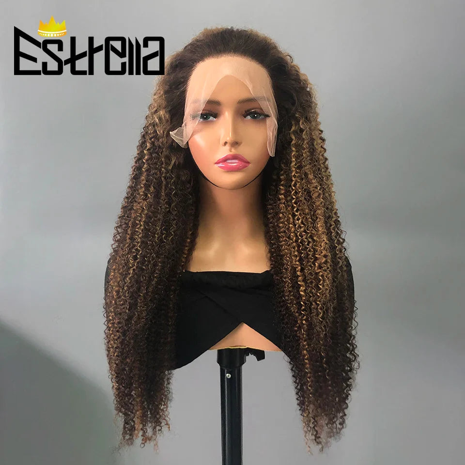 Afro Kinky Curly Human Hair Lace Frontal Wig 180% Density Brazilian 13x4 Curly Lace Front Human Hair Wigs For Women Pre Plucked