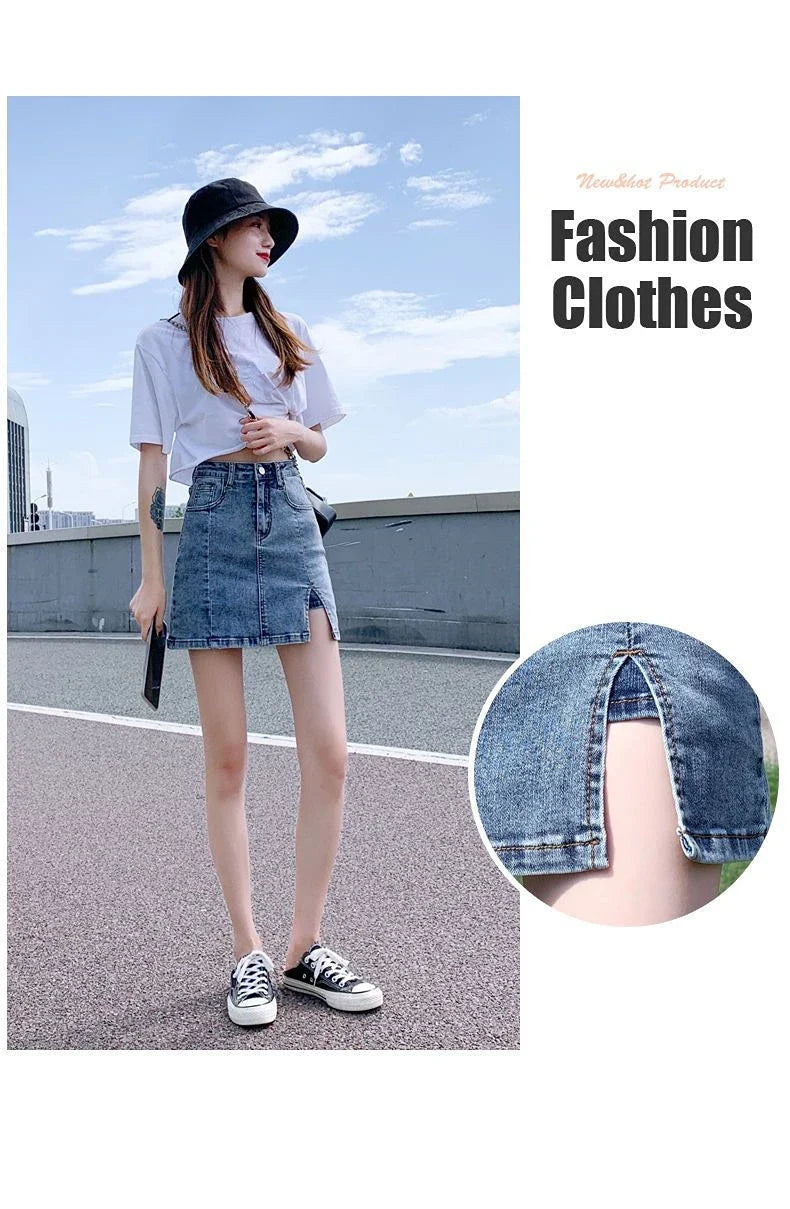 Very Shorts Sexy Mini Pants Skirt Womens 2024 Hip High Waist Tight Korean Style Fashion Summer Jean Skirts for Women Denim Black