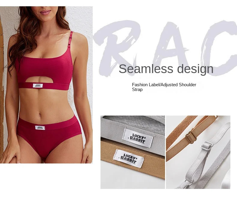 Womens Bikini Set Bra Low Waist Panties Solid Seamless Bralette Sexy Lingeries Suit Sport Brassiere Female Underwear Set
