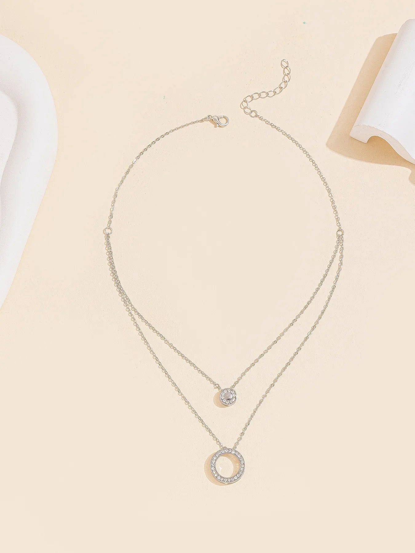 Delicate Layered Necklace Set with Sparkling Round Pendant Dainty Collarbone Chains for Women Minimalist Style