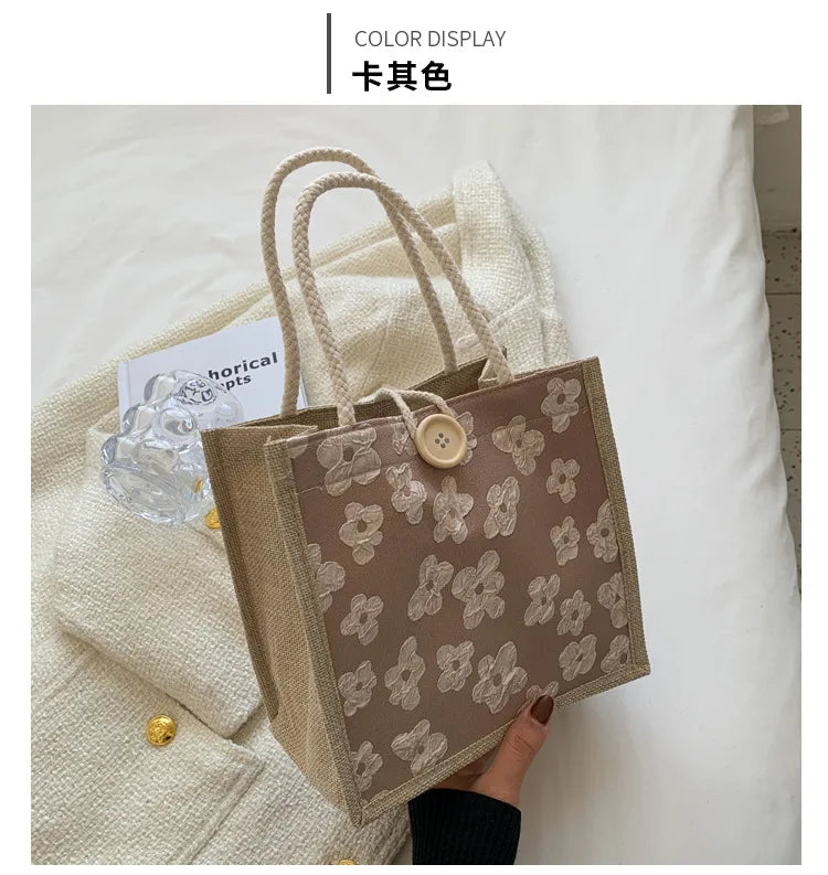 2025 Linen Bags Handbag for Women Shopper Tote Bag Fashion Designer Bag Convenient Large-capacity for Travel Grocery Bag