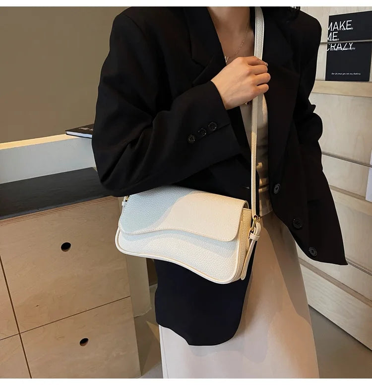 Bag Women 2025 Fashion Texture Lychee Pattern Small Square Bag Simple Commuter Versatile Single Shoulder Crossbody Bag