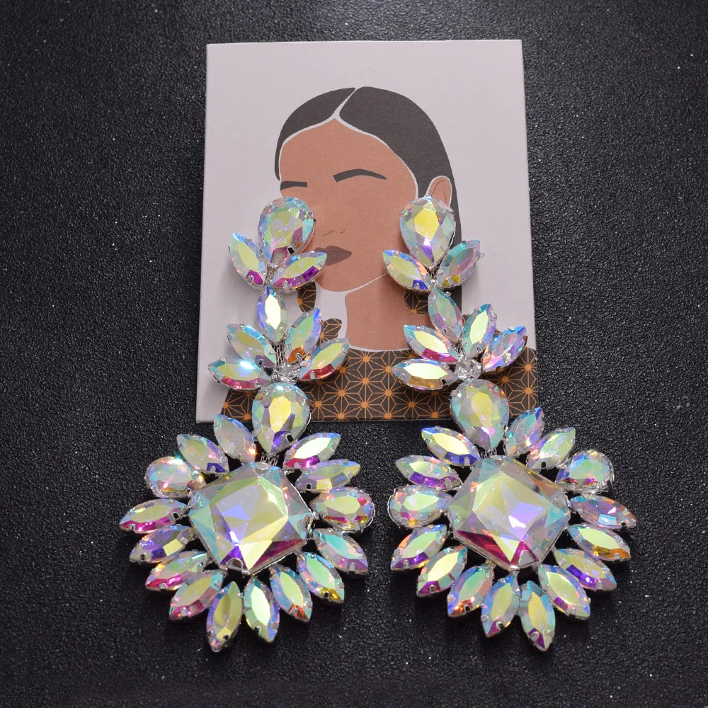 CUIER Luxury Crystal Long Drop Earrings Women Fashion Statement Earrings Wedding Party Gifts Accessory rhinestones Jewelry
