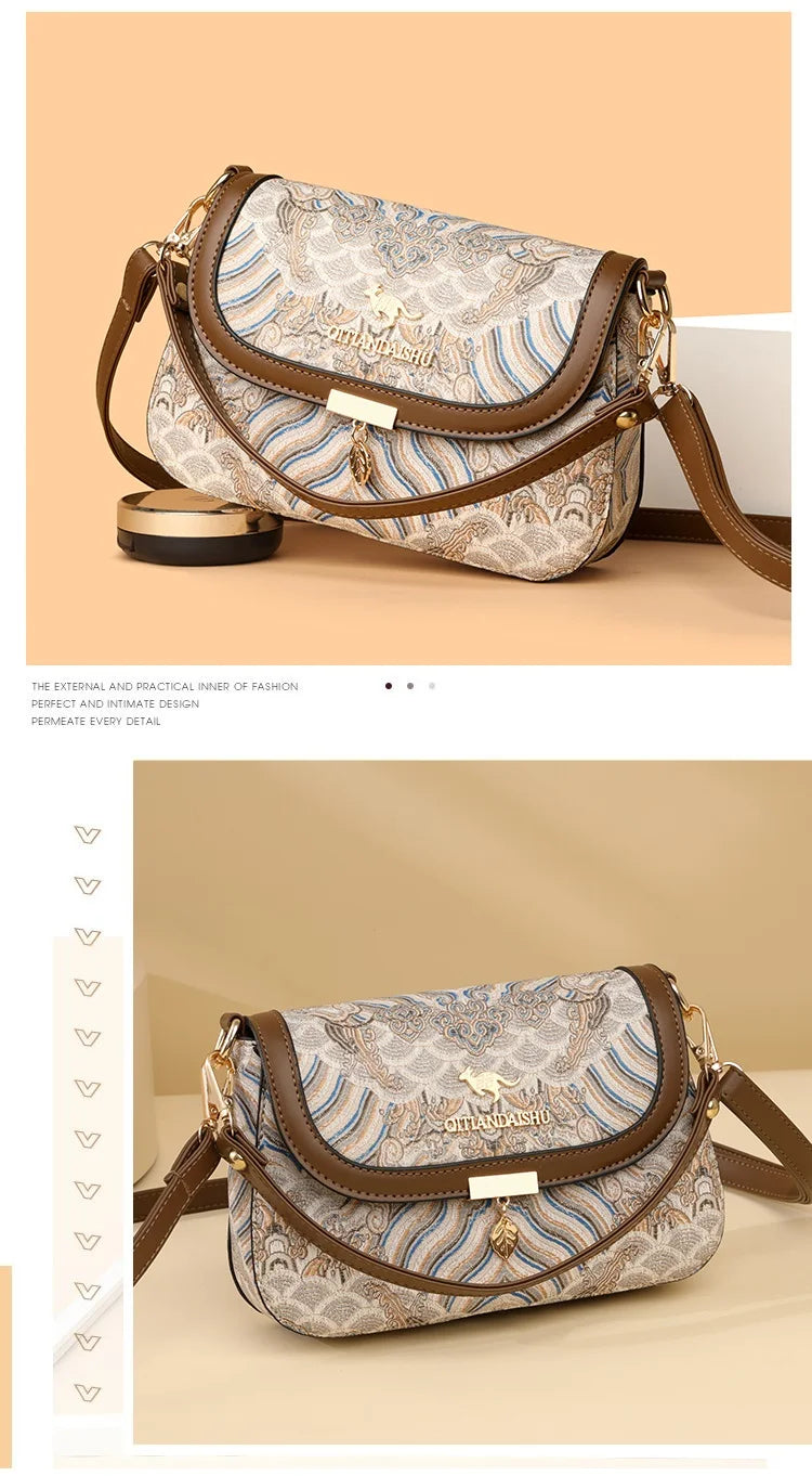 Bags for Women 2025 New Crossbody Bag Women's Bag Printed Fashion Middle-Aged Mother Bag Versatile Shoulder Bag Commuter Bag