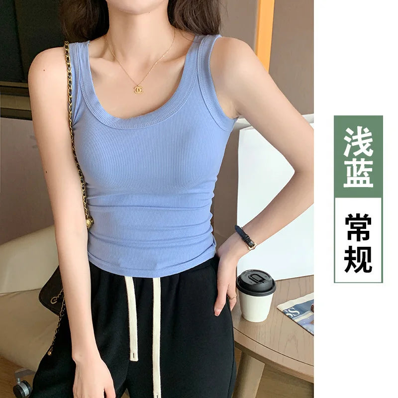 Women Tank Tops 2025 High Strecth Knitted Bottoming Shirt Soft Korean Fashion Undershirt Inner Wear Casual Ladies Tank Tops