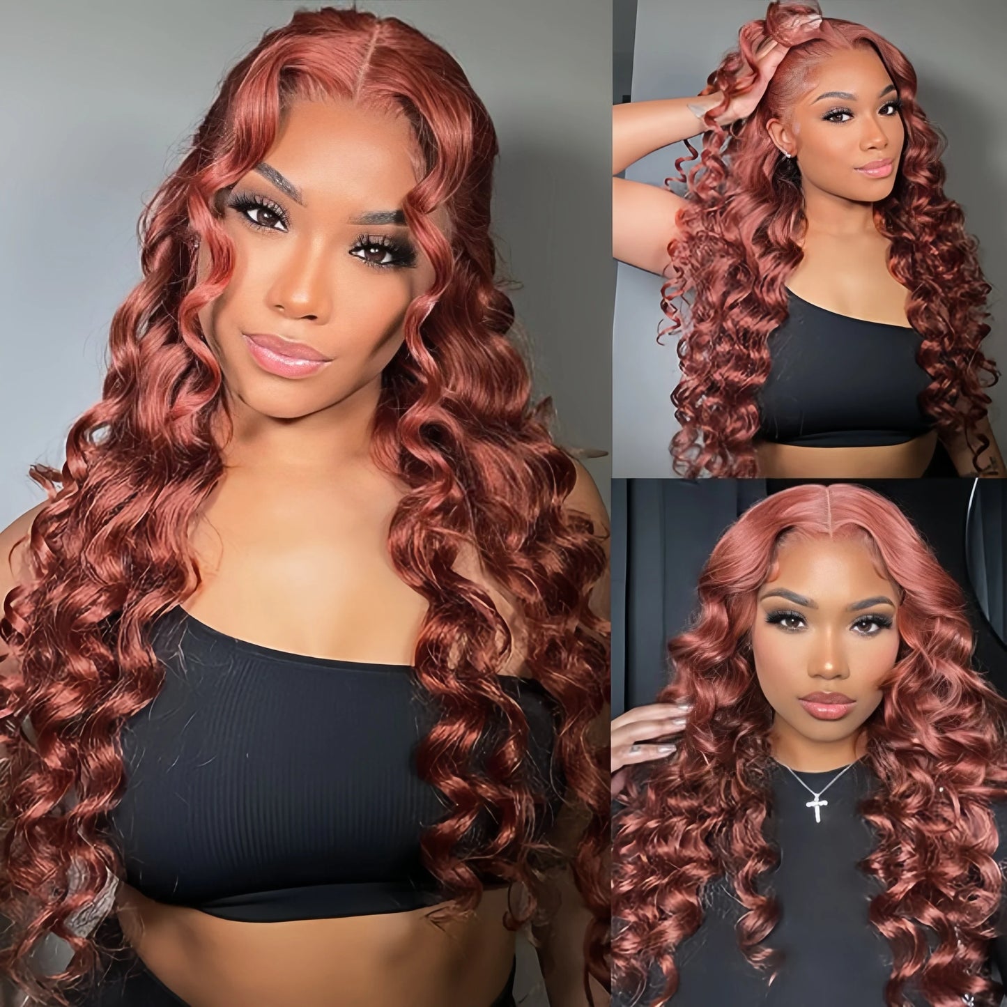 Loose Deep Wave Reddish Brown 13x6 Hd Lace Frontal Human Hair Curly Wig 30 Inch 13x4 Brown Colored Human Hair Wigs On Sale