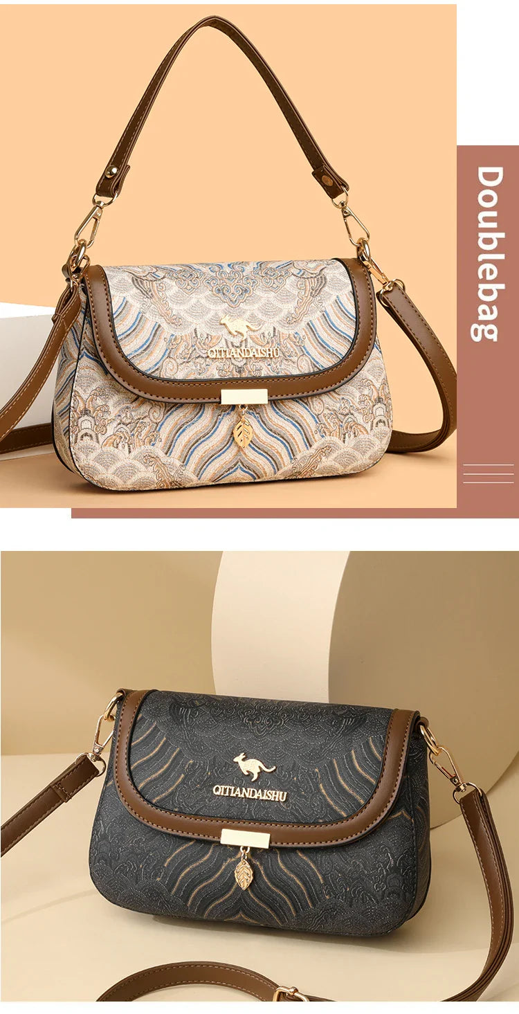 Bags for Women 2025 New Crossbody Bag Women's Bag Printed Fashion Middle-Aged Mother Bag Versatile Shoulder Bag Commuter Bag