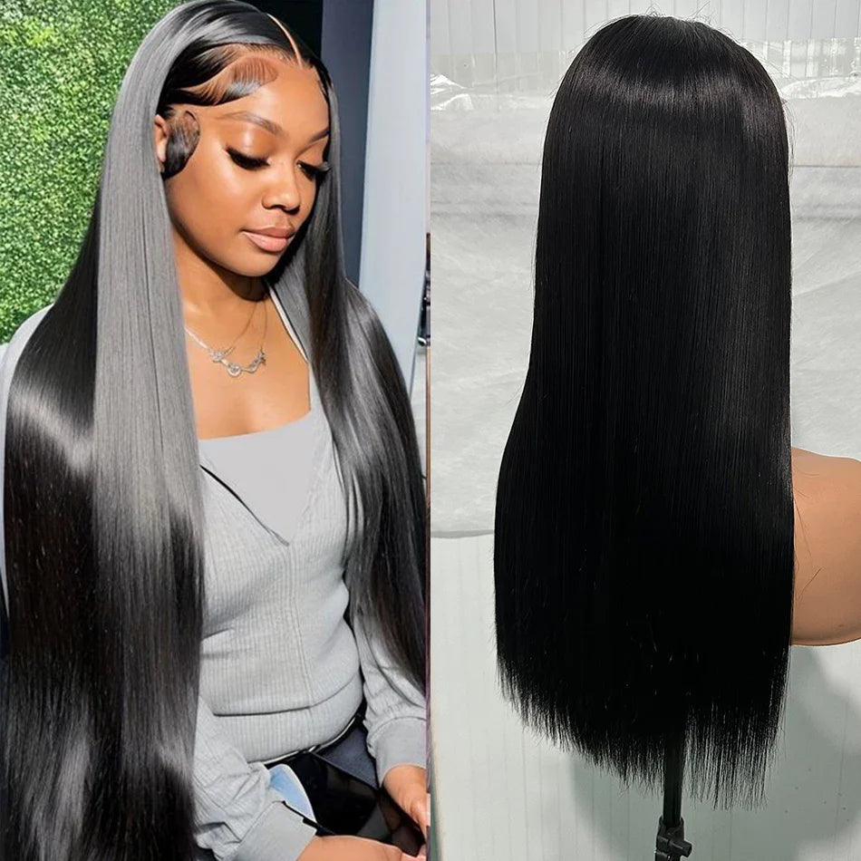 300% Density Super Double Drawn Bone Straight Virgin Human Hair Wigs 4x4 2x6 5x5 Wear And Go Wigs Silky Human Hair Pre Plucked