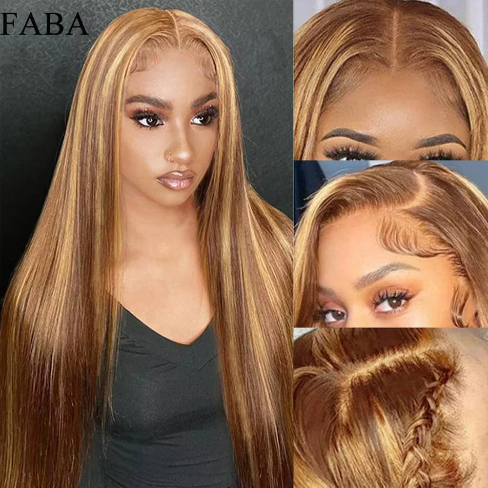 Highlight Straight Human Hair Wigs 9x6 HD Lace Front Human Hair Wigs Ombre Straight Wave Lace Front Wigs Brazilian Human Hair