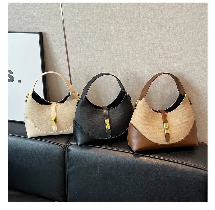 2025 Colorblock Baguette Bag for Women - Boho Vegan Crossbody, Adjustable Shoulder Clutch & Minimalist Commuter Chic