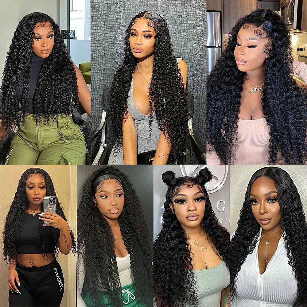 250% High Density 30 40Inch 13x6 13x4 HD Lace Frontal Human Hair Wig Brazilian Raw Curly Wigs For Women Loose Deep Wave