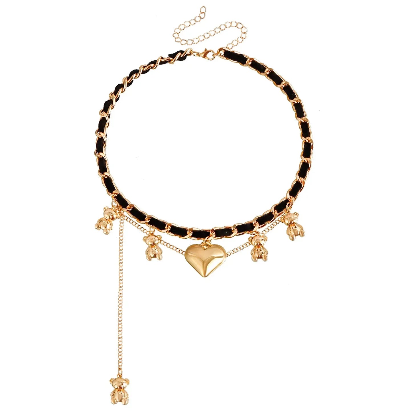 Layered Necklaces Heart Pendant Chain Jewellery Women Y2k Choker Glass Neck Collier Colar Feminino Cadenas Para Mujer for Girls