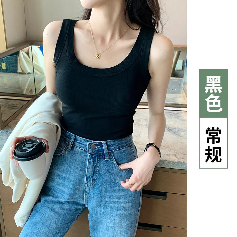 Women Tank Tops 2025 High Strecth Knitted Bottoming Shirt Soft Korean Fashion Undershirt Inner Wear Casual Ladies Tank Tops