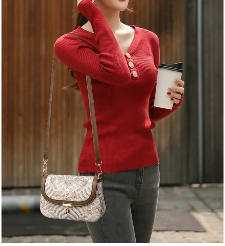 Bags for Women 2025 New Crossbody Bag Women's Bag Printed Fashion Middle-Aged Mother Bag Versatile Shoulder Bag Commuter Bag