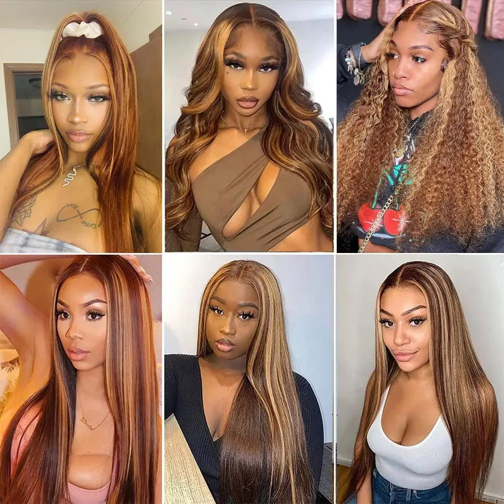 Highlight Straight Human Hair Wigs 9x6 HD Lace Front Human Hair Wigs Ombre Straight Wave Lace Front Wigs Brazilian Human Hair