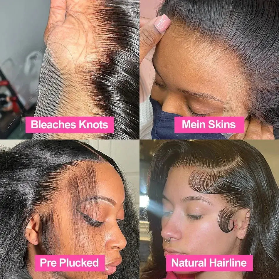Bleached Knots Bone Straight Wig Human Hair Ready To Go Short Bob 13x4 HD Full Transparent Lace Frontal Wigs Pre Plucked