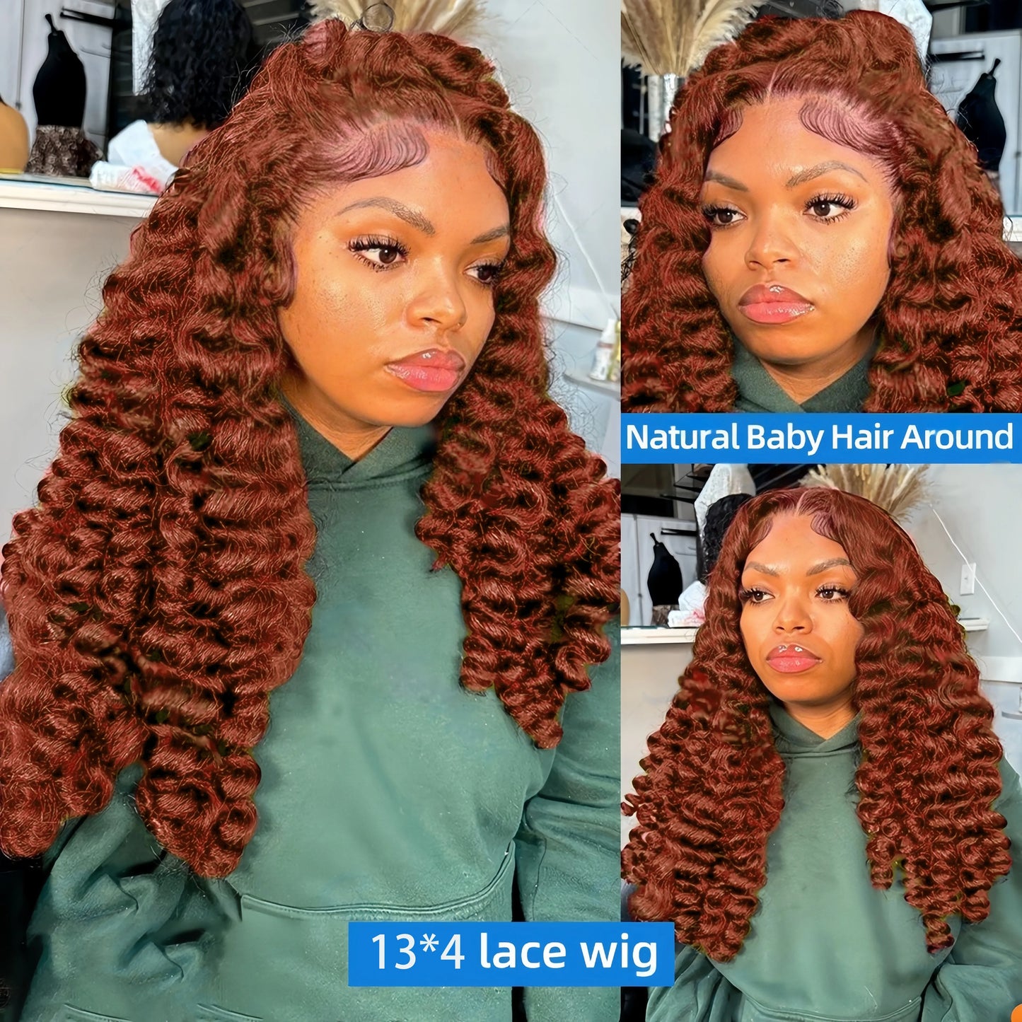 Loose Deep Wave Reddish Brown 13x6 Hd Lace Frontal Human Hair Curly Wig 30 Inch 13x4 Brown Colored Human Hair Wigs On Sale