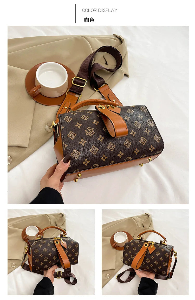 2025 New Boston Bag for Women Fashion Printed Pillow Bag Wide Strap Shoulder Crossbody Bag Casual Work