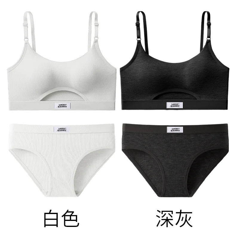 Womens Bikini Set Bra Low Waist Panties Solid Seamless Bralette Sexy Lingeries Suit Sport Brassiere Female Underwear Set