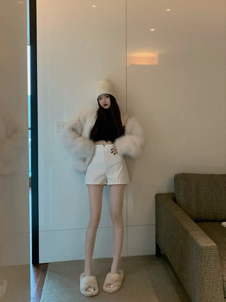 Mini Cute Women's Shorts Short Pants for Woman To Wear Skinny Sexy Knit Tight Kawaii Booty White Y2k Harajuku Outdoor Low Price