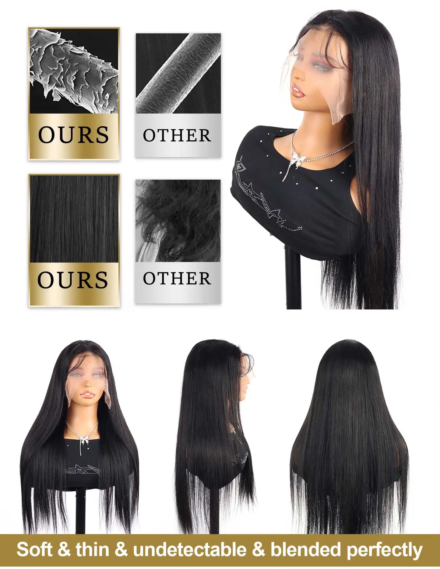 Straight Human Hair Wigs 13x6 HD Lace Front Wigs Human Hair For Women 13X4 Bone Straight Human Hair 250%Density Pre Plucked Hai