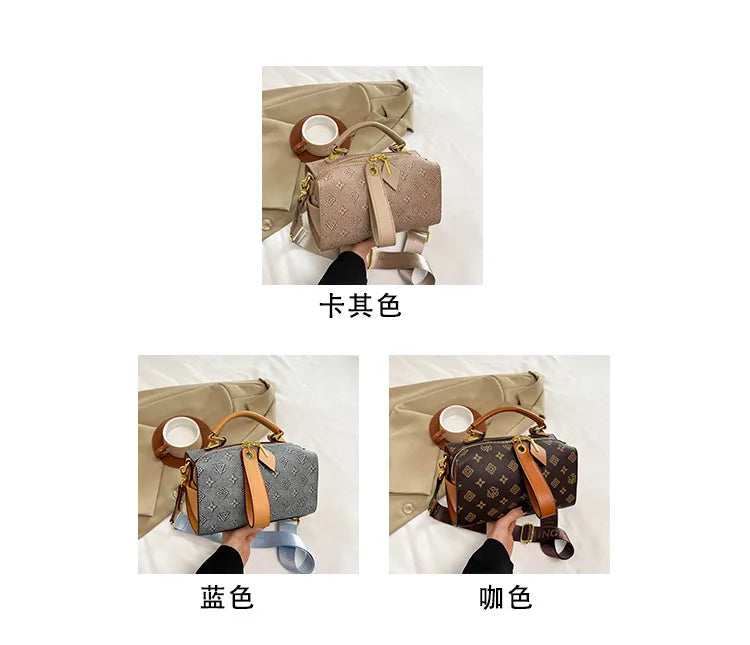 2025 New Boston Bag for Women Fashion Printed Pillow Bag Wide Strap Shoulder Crossbody Bag Casual Work