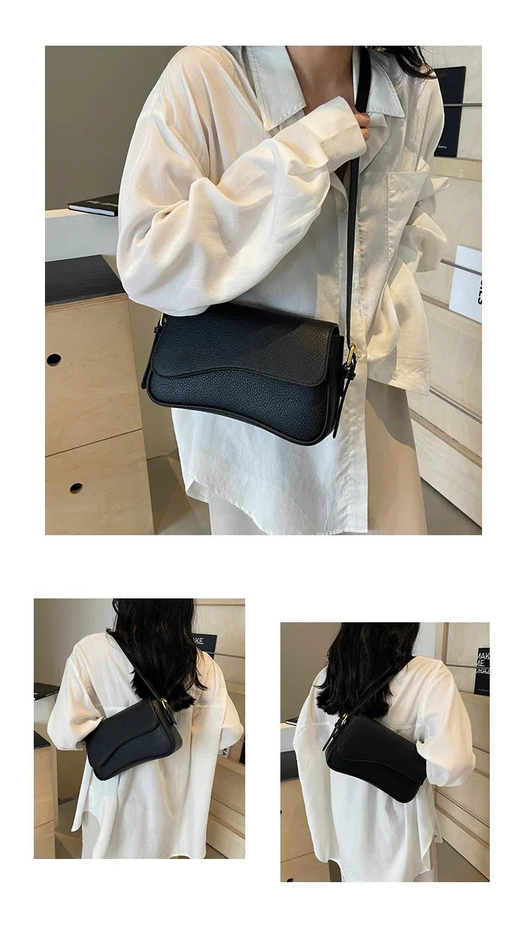 Bag Women 2025 Fashion Texture Lychee Pattern Small Square Bag Simple Commuter Versatile Single Shoulder Crossbody Bag