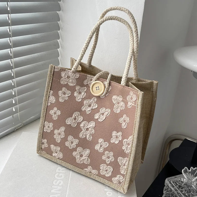 2025 Linen Bags Handbag for Women Shopper Tote Bag Fashion Designer Bag Convenient Large-capacity for Travel Grocery Bag