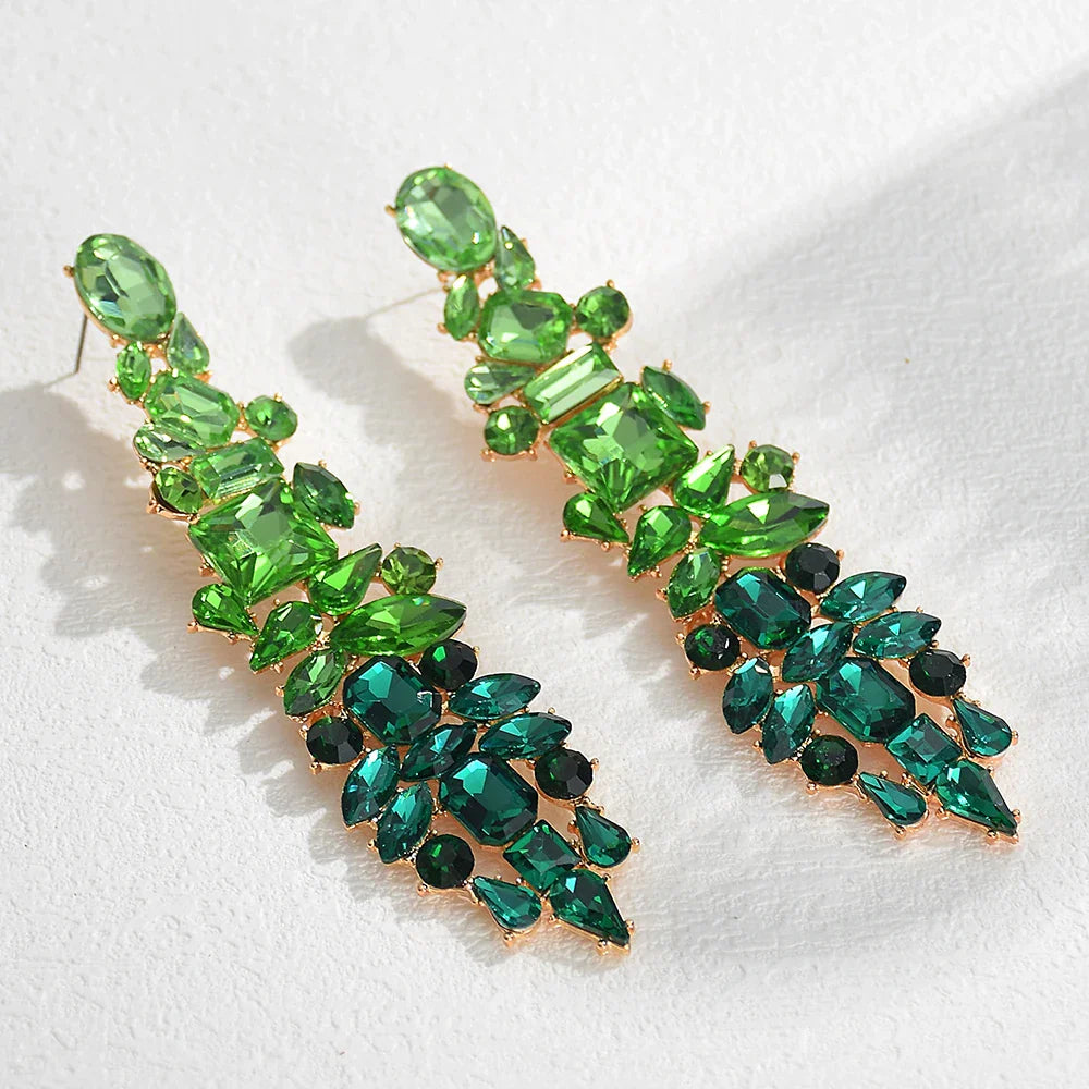 Luxury Elegant Crystal Drop Earrings For Women Rhinestone Pendant Earrings Statement New Design Jewelry