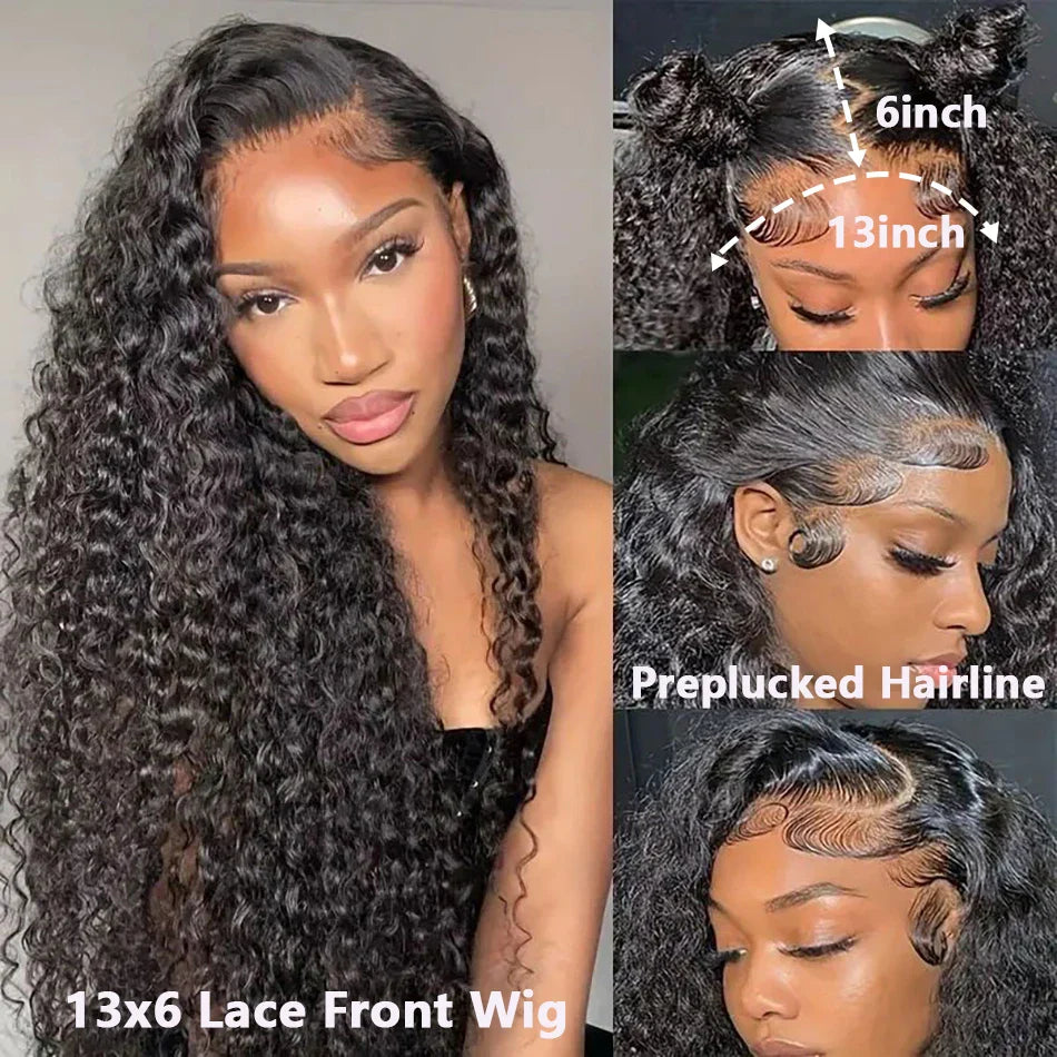 Loose Deep Wave Wig 13x6 Lace Frontal Wig 5x5 HD Lace Closure Human Hair Wigs Brazilian Pre Plucked Deep Curly Front Wig Women