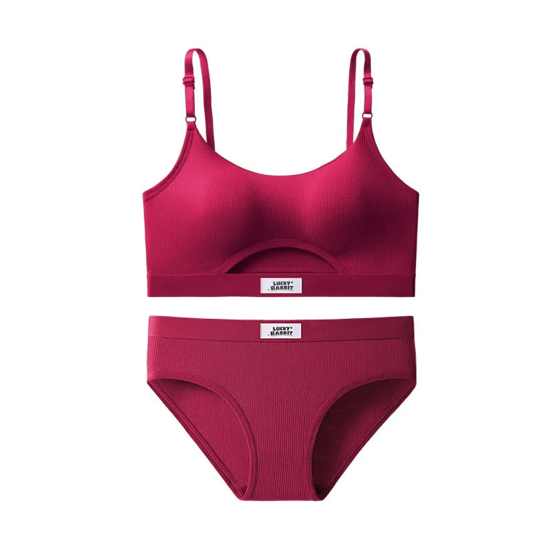 Womens Bikini Set Bra Low Waist Panties Solid Seamless Bralette Sexy Lingeries Suit Sport Brassiere Female Underwear Set