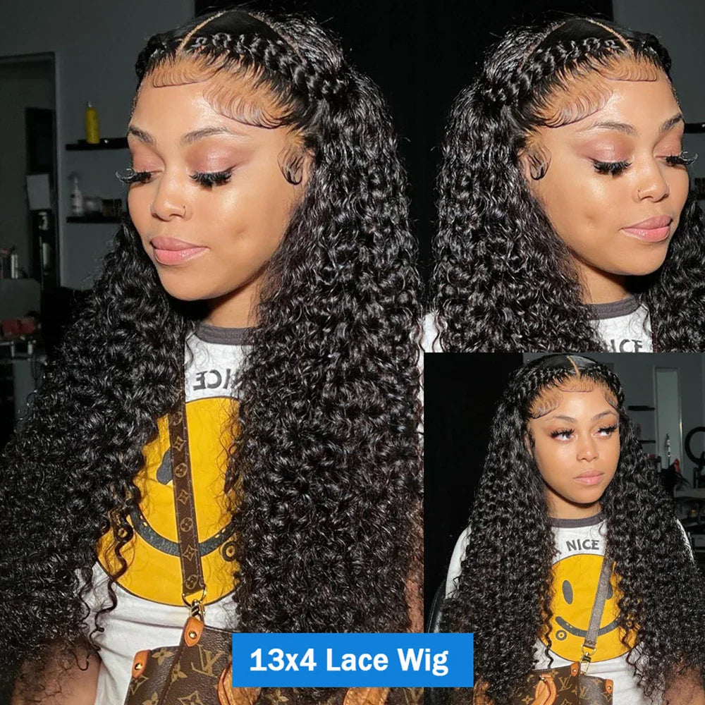 250% High Density 30 40Inch 13x6 13x4 HD Lace Frontal Human Hair Wig Brazilian Raw Curly Wigs For Women Loose Deep Wave