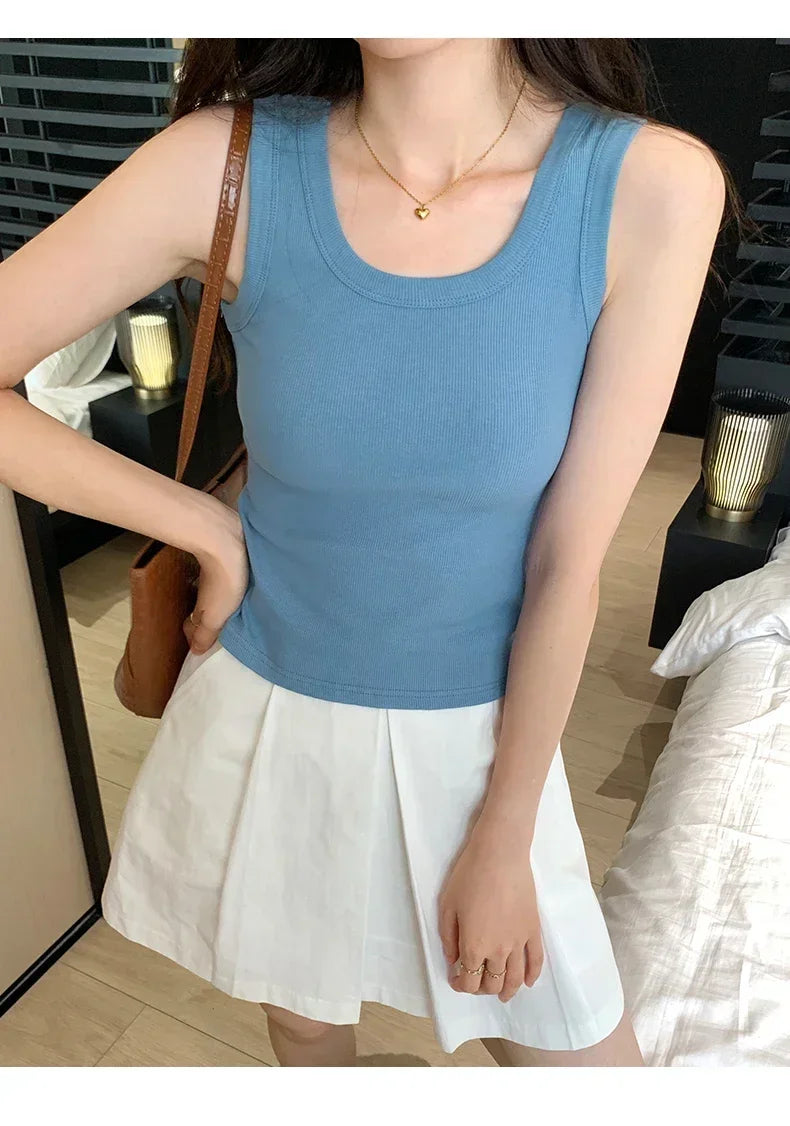 Tank Soft Top For Women Summer 2025 Outfits Tight And Sexy Tank Top Knitted Bottom Shirt And Sleeveless Top For Outerwear