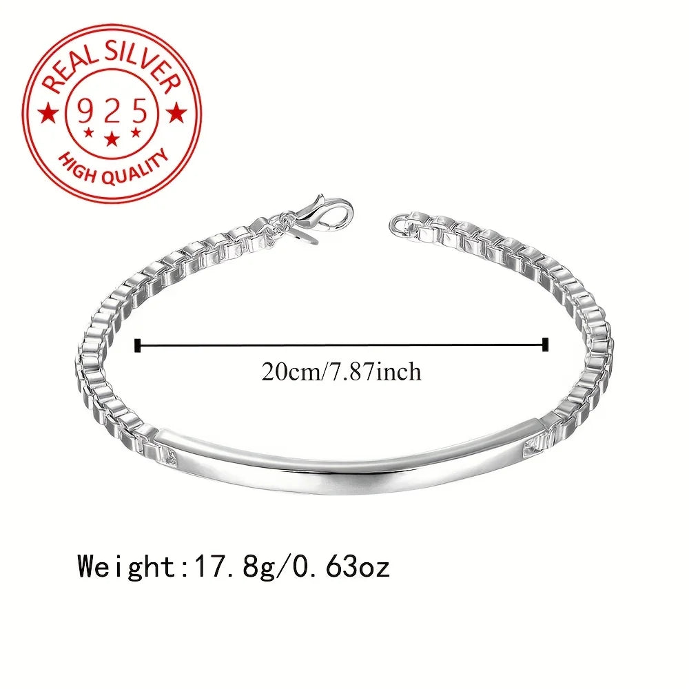 Elegant 925 Sterling Silver chain Bracelet for Women lady men party gift, Perfect Gift for Birthday, Wedding,Valentine'S Day
