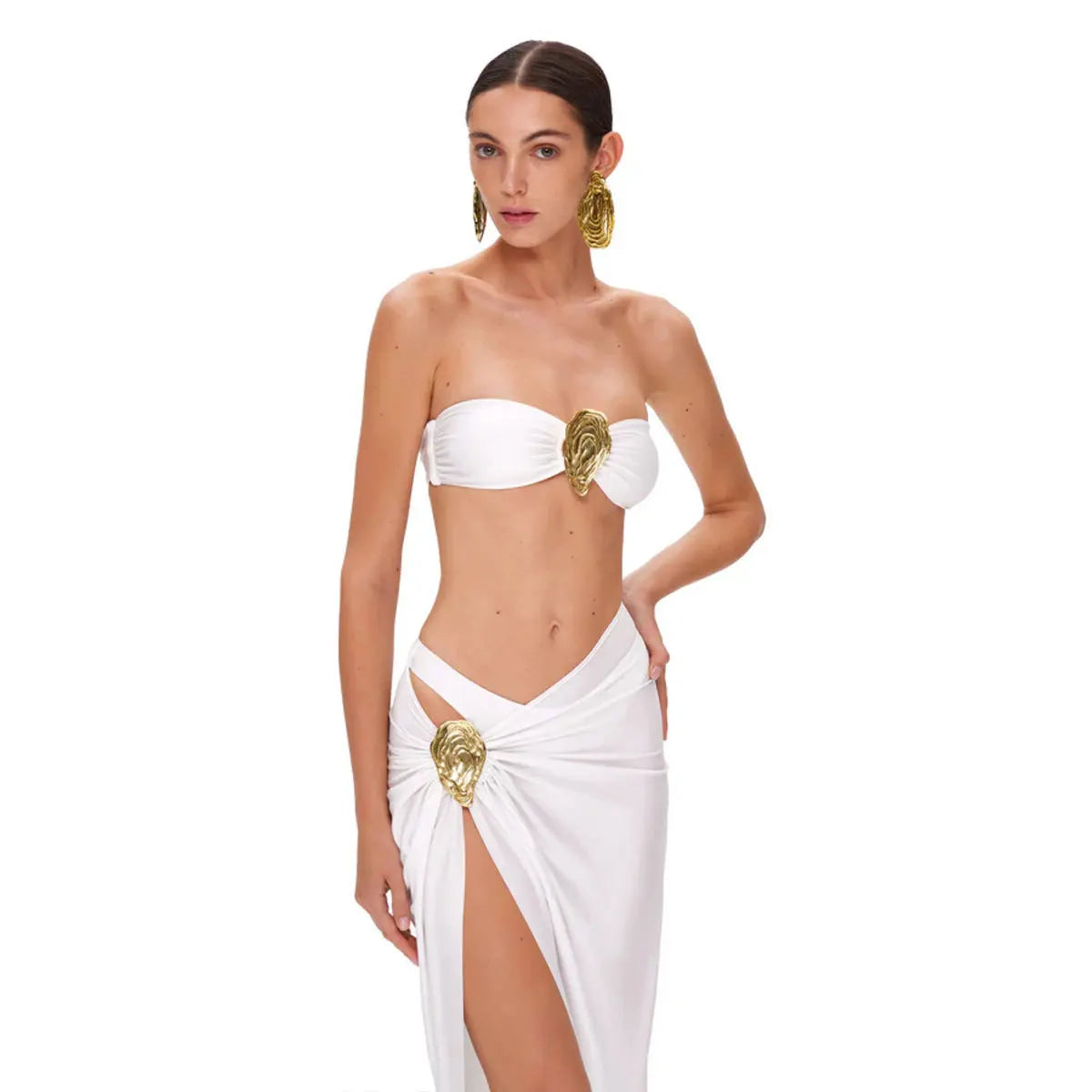 3 Piece Bikini Sets Spaghetti Strap Swimsuits 2025 Women Sexy High Split Beachwear Long Skirt Bathing Suit Summer Vacation Wear