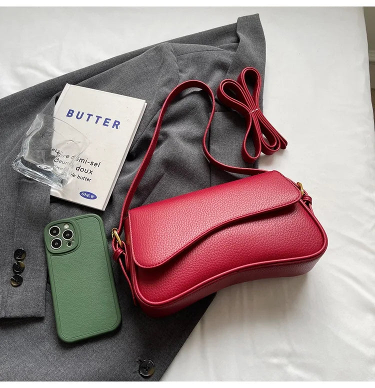 Bag Women 2025 Fashion Texture Lychee Pattern Small Square Bag Simple Commuter Versatile Single Shoulder Crossbody Bag