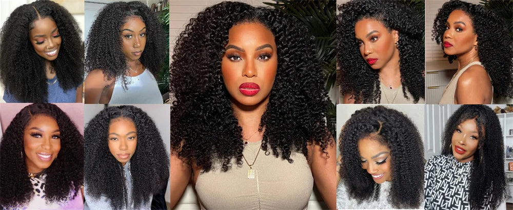 Kinky Curly Lace Front Wig Human Hair With 4C Edges Baby Hair Lace Wigs Realistic Natural Curly Hairline Lace Wig 180% Density