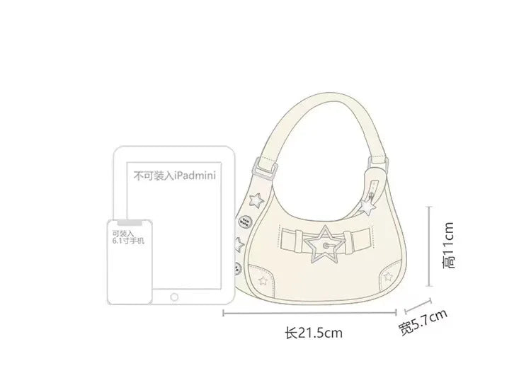 The New 2025 Baguette Bag for Women Is A Trendy Underarm Bag Made of Pu Leather with A Unique Star-shaped Buckle