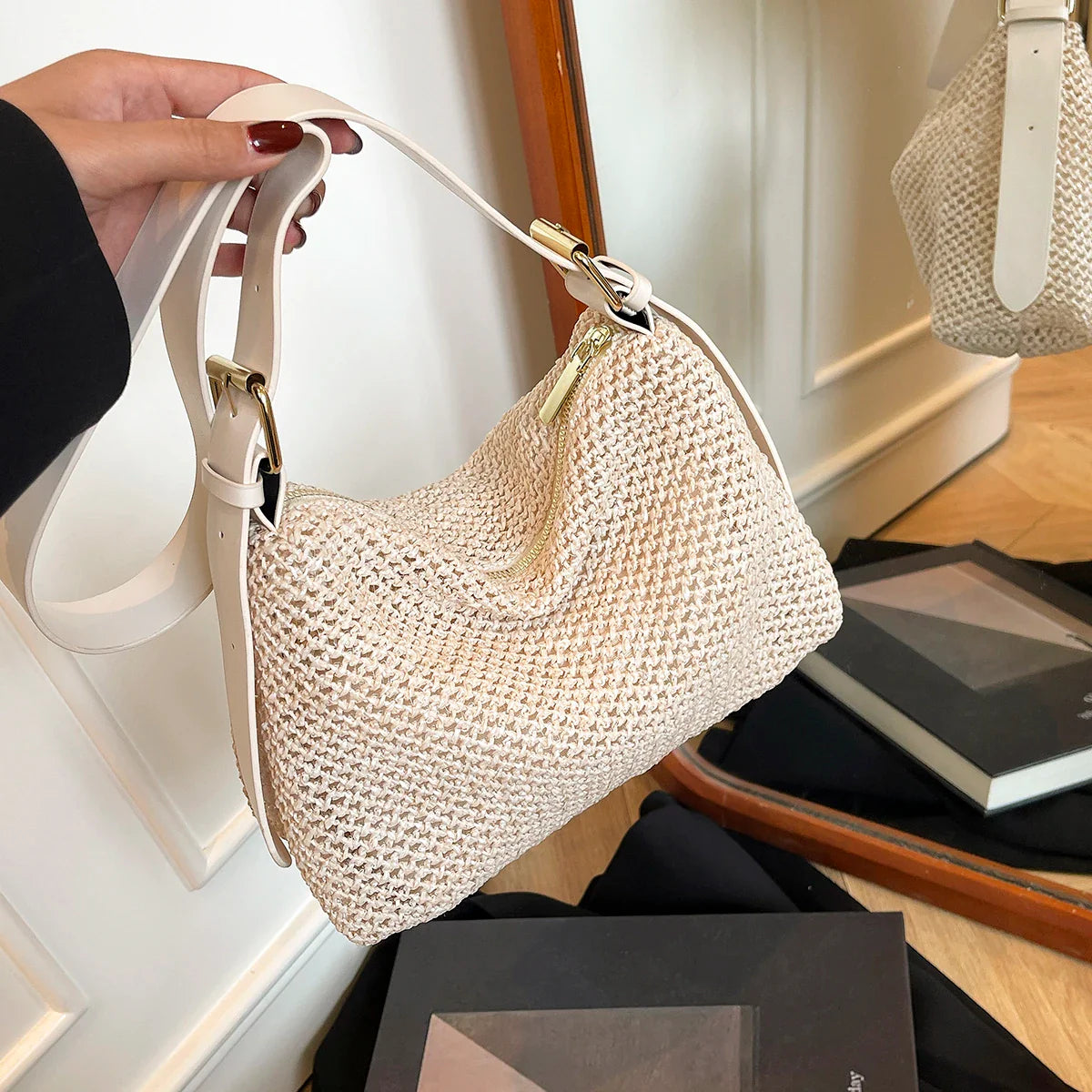 Handbags handbags for women luxury handbags for women Summer niche high sense one shoulder grass woven bag girl 2025