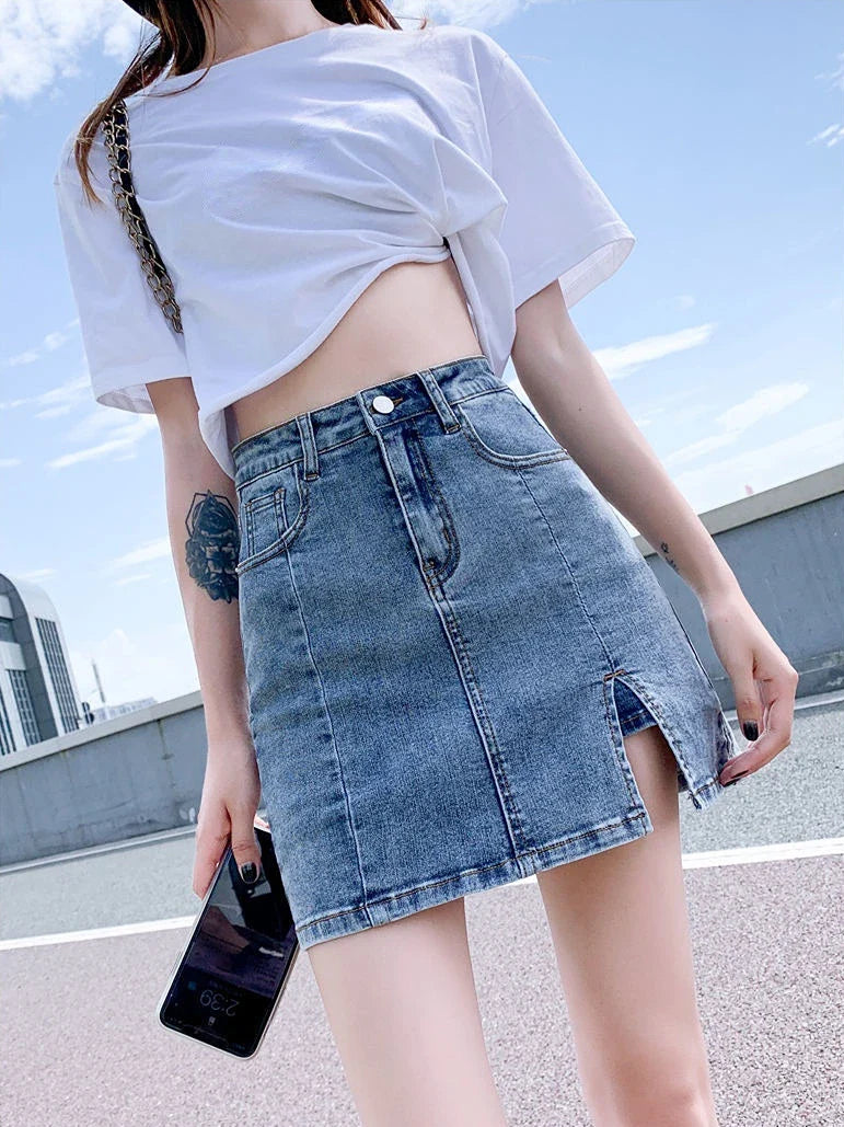 Very Shorts Sexy Mini Pants Skirt Womens 2024 Hip High Waist Tight Korean Style Fashion Summer Jean Skirts for Women Denim Black