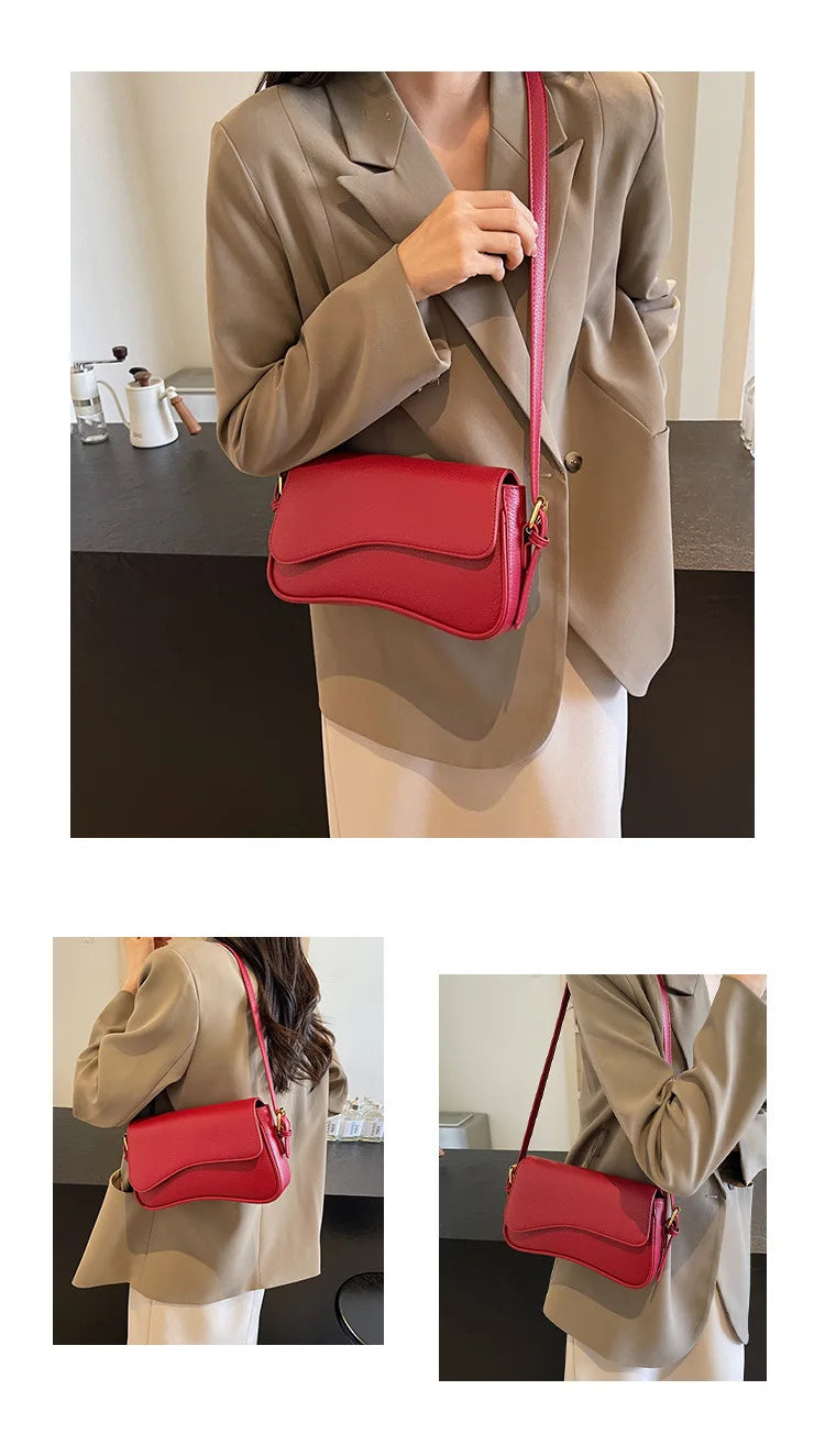 Bag Women 2025 Fashion Texture Lychee Pattern Small Square Bag Simple Commuter Versatile Single Shoulder Crossbody Bag