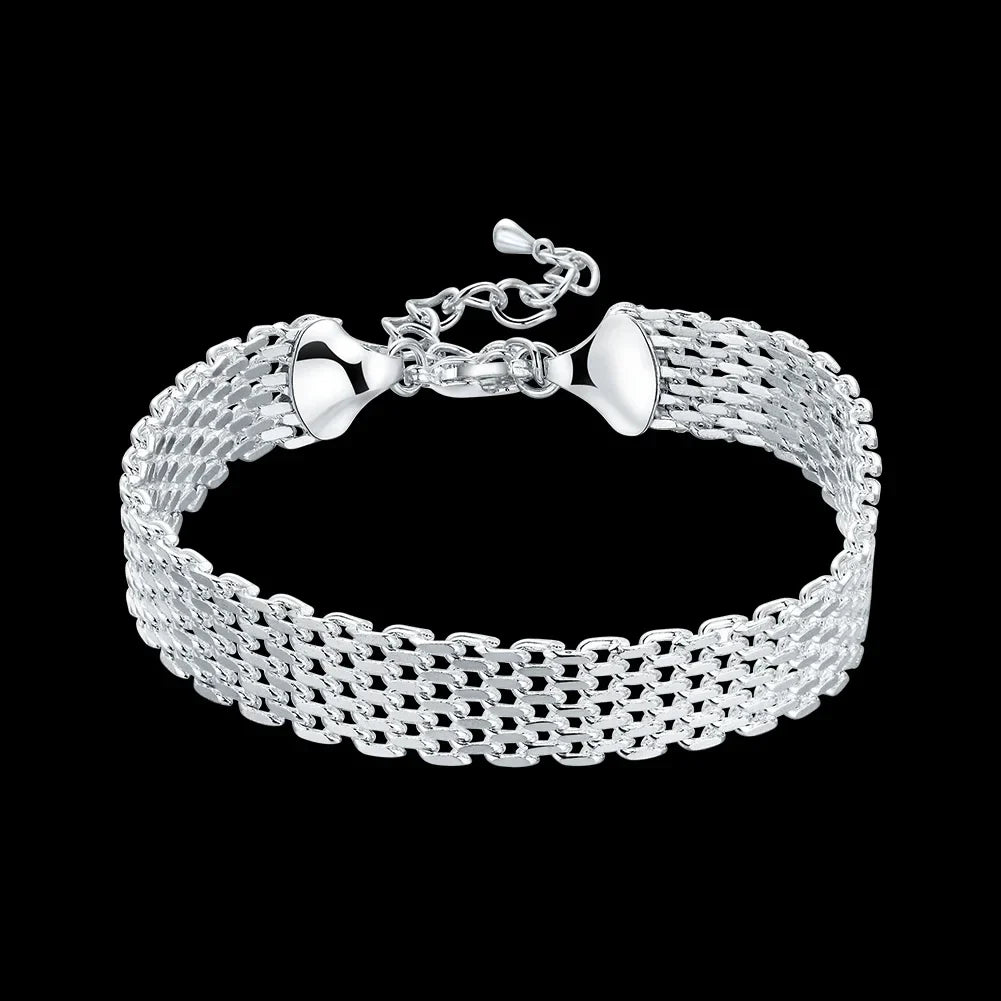 Hot new 925 sterling silver Bracelets for women Exquisite fashion weaving chain Wedding party Christmas gifts Jewelry