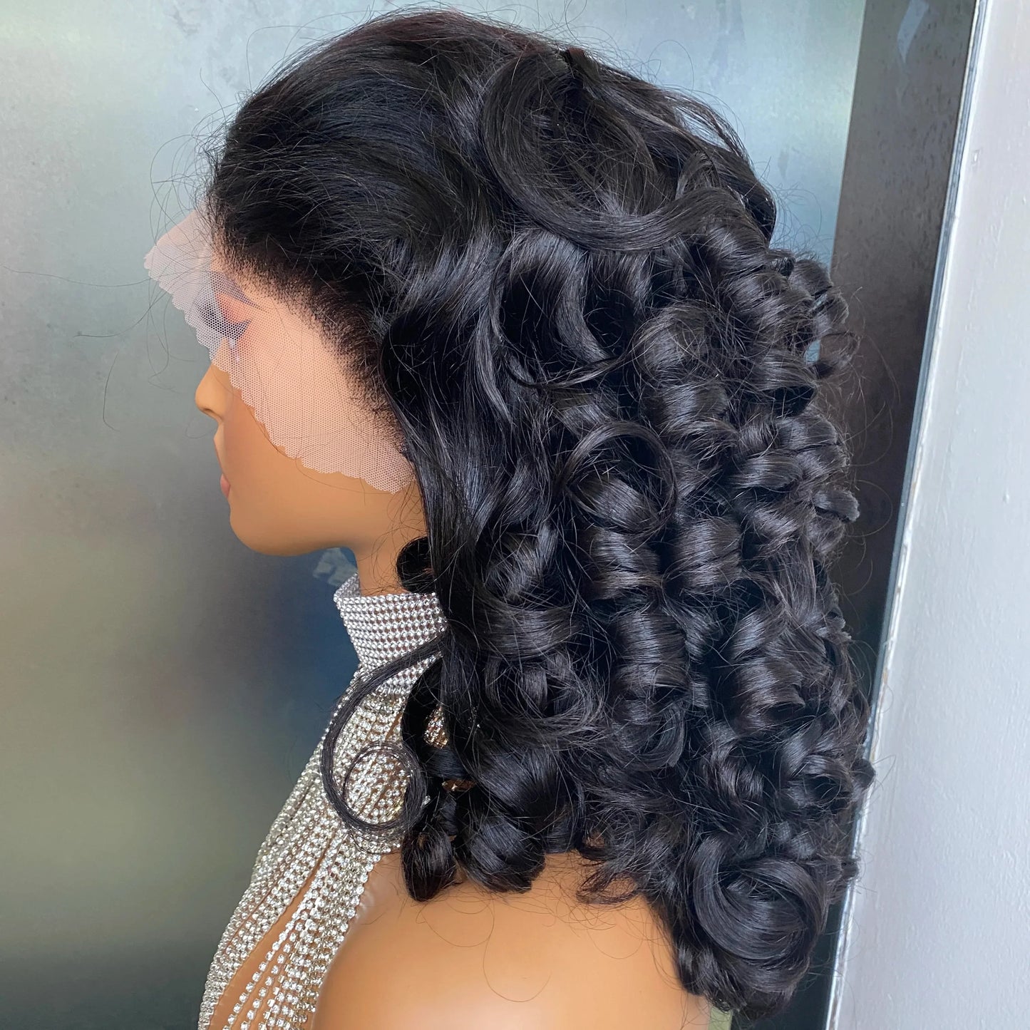 Double Drawn Curly Human Hair Wigs 13x4 Lace Frontal Bouncy Curly Loose Wave Lace Frontal Wigs Human Hair Wigs for Women