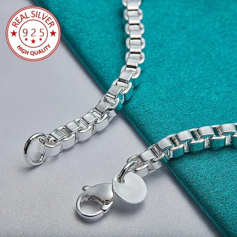 Elegant 925 Sterling Silver chain Bracelet for Women lady men party gift, Perfect Gift for Birthday, Wedding,Valentine'S Day