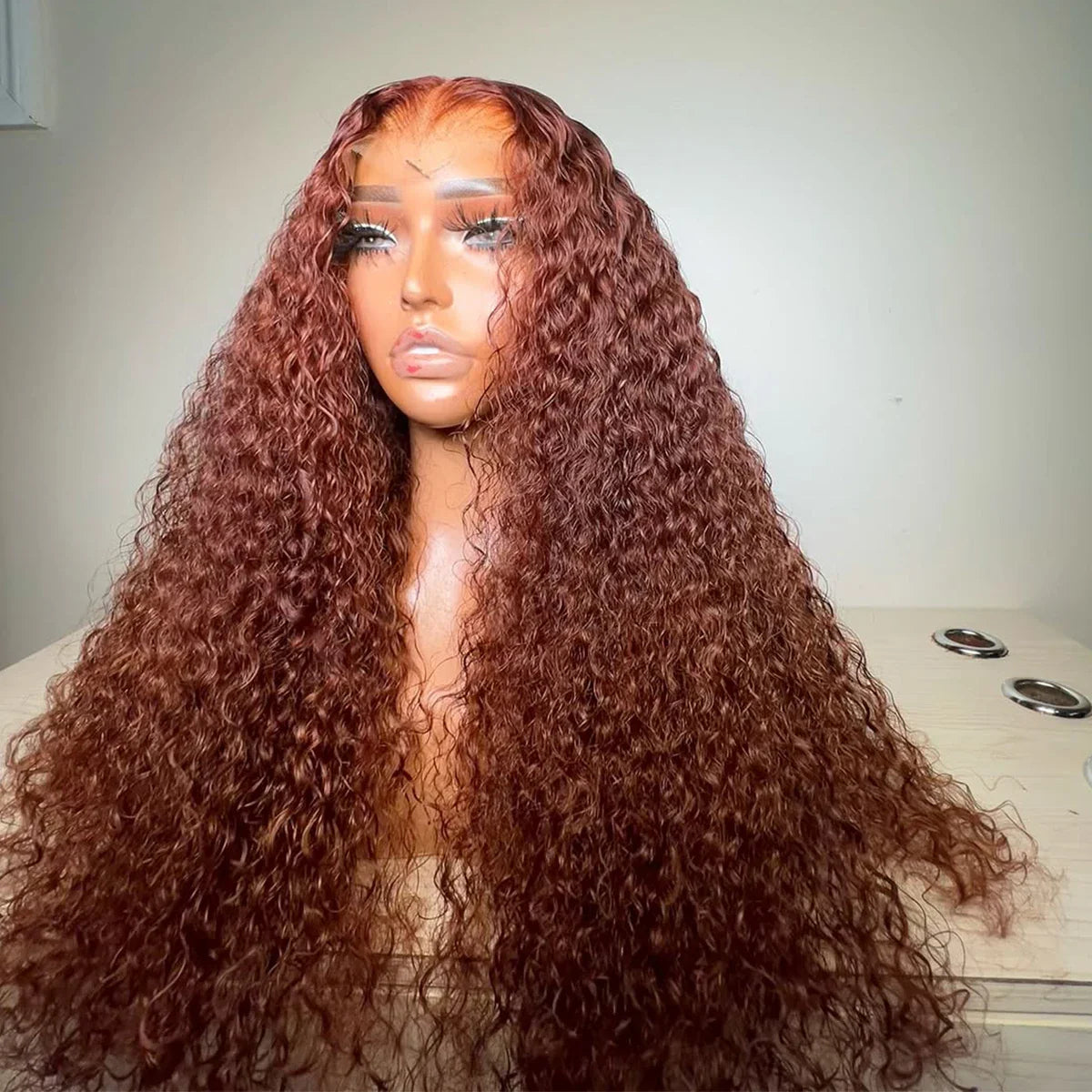 Loose Deep Wave 13x4 Hd Lace Frontal Reddish Brown Human Hair Curly Wigs Water Wave Brazilian Brown Colored Wigs For Women