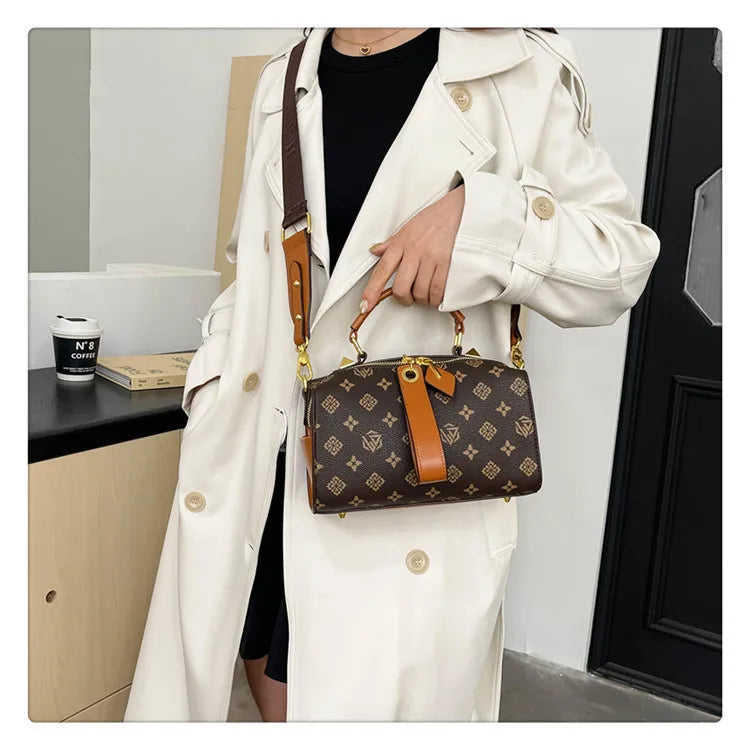 2025 New Boston Bag for Women Fashion Printed Pillow Bag Wide Strap Shoulder Crossbody Bag Casual Work