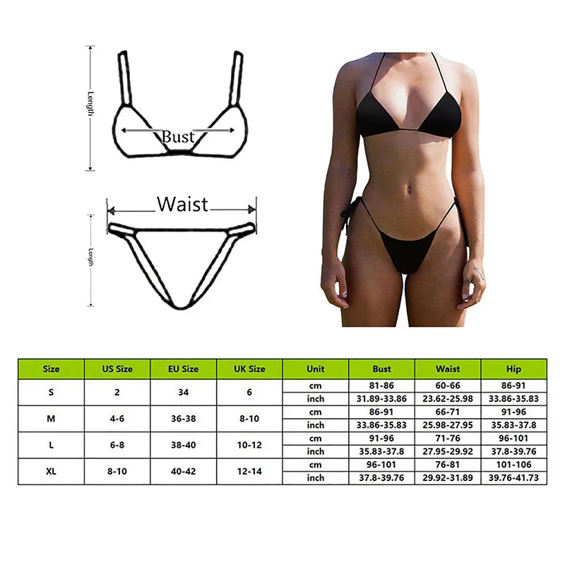 Sexy Women Summer Swimwear Bikini Set Bra Tie Side G-String Thong Beach e Suit Swimsuit Bathing Suit Swimming Suit