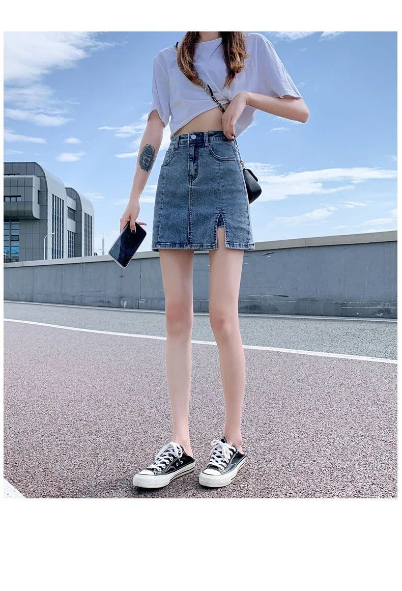 Very Shorts Sexy Mini Pants Skirt Womens 2024 Hip High Waist Tight Korean Style Fashion Summer Jean Skirts for Women Denim Black